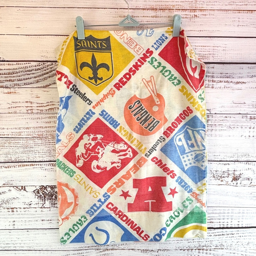 Vintage NFL Football Team Logo Pillowcase Standard Multicolor Cotton Blend Retro